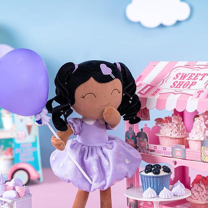 Gloveleya Baby Doll Gifts Plush Curly Girl Toys with Love 16" Purple