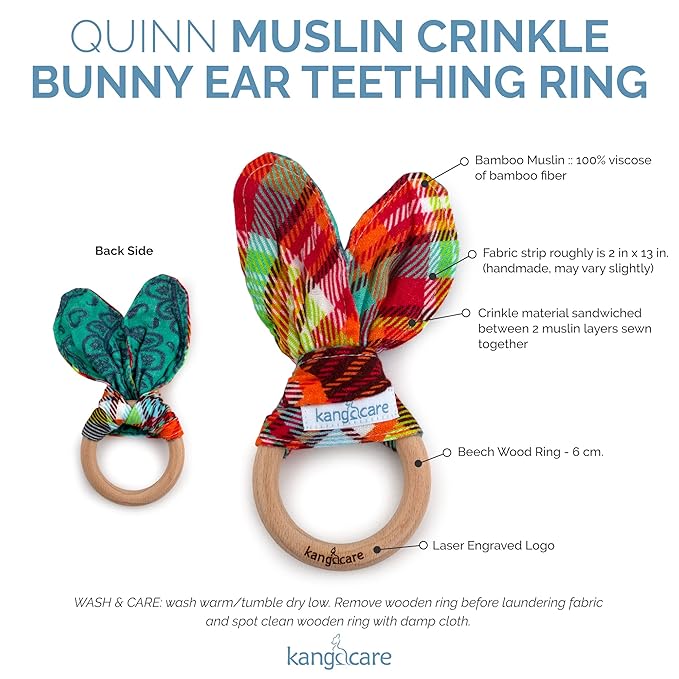 Kanga Care Baby Soft Muslin Sensory Crinkle Bunny Ear Wood