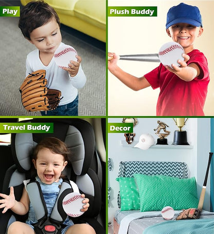 DolliBu Baseball Plush - Fluffy Soft Plush Ball for Playing Catch with Kids, Playtime Squishy Baseball Plush Toy for Girls and Boys 3 Inch