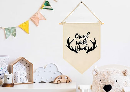 Crawl Walk Hunt,Woodland Deer-Flag Sign Gifts for Baby Newborn Boys