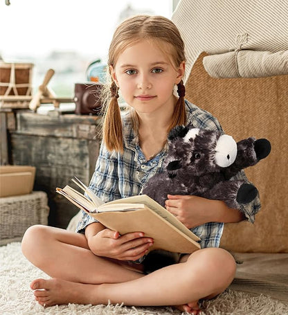 DolliBu Horse Stuffed Animal - Soft Black Huggable Lying Horse Plush, Adorable Playtime Horse Toy for Boys and Girls 10.5 Inches