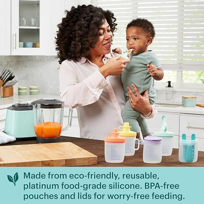 Pyrex Littles Sippy Cup 5 OZ Pouch, Silicone Baby Toddler Feeding Set, Airtight Leak-Proof BPA Free Non-Breakable Dishwasher Safe, Ages 6 Months +