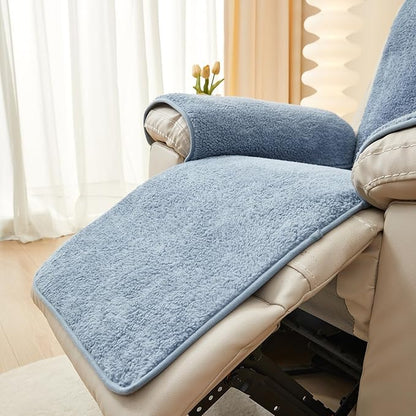 vctops Sherpa Fleece Recliner Chair Cover Super Soft Warm Plush Sofa Slipcover Furniture Protector Non Slip Washable Reclining Chair Cover for Kids, Pets (Blue,22"x82")