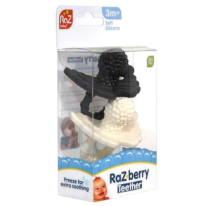 RaZbaby Soft Silicone Infant & Baby Teether, Berrybumps Textured Teething Relief Pacifier 3M+ 2-Pack -