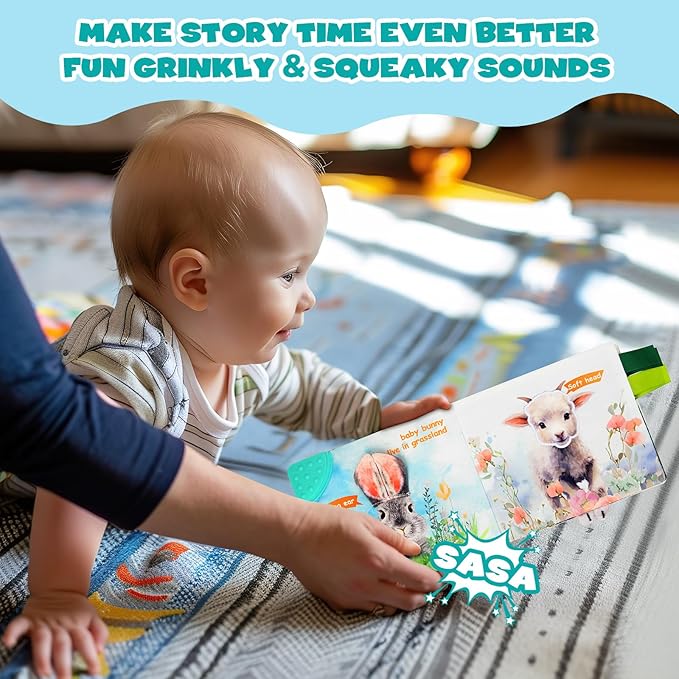 Soft Book, Touch and Feel Cloth Soft Crinkle Books for Babies 0-12 Months