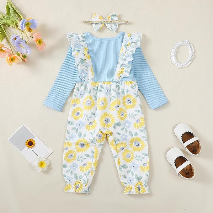 Newborn Baby Girls One Piece Romper Jumpsuit Cute Floral Print