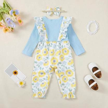 Newborn Baby Girls One Piece Romper Jumpsuit Cute Floral Print
