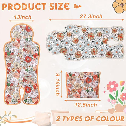 Pinkunn 2 Pcs Gel Car Seat Cooling Pad for Baby Summer Breathable Ice Cushion Multifunctional Ice Stroller Cooler Mat for Stroller Baby Dining Chair Child Safety Seat(Classic Color,Flower)