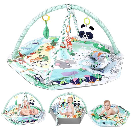 dearlomum 4-in-1 Tummy Time Mat,Baby Activity Play Mat 6 Infant 18 Ocean