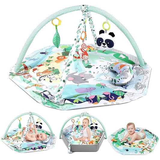dearlomum 4-in-1 Tummy Time Mat,Baby Activity Play Mat 6 Infant 18 Ocean
