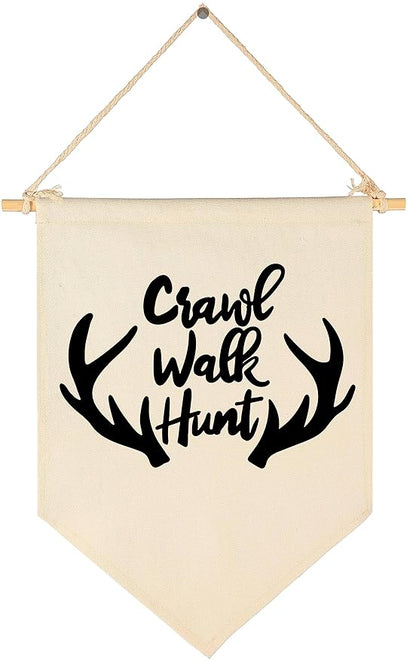 Crawl Walk Hunt,Woodland Deer-Flag Sign Gifts for Baby Newborn Boys