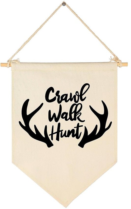 Crawl Walk Hunt,Woodland Deer-Flag Sign Gifts for Baby Newborn Boys