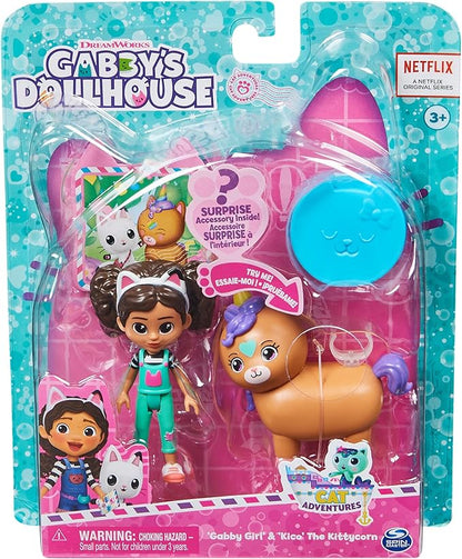 Gabby's Dollhouse, Gabby Girl and Kico the Kittycorn Toy Figures Pack 3 and