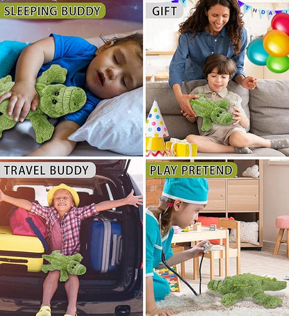DolliBu Alligator Plush - Super Soft Stuffed Animal Alligator Toy, Cute Wild Life Green Plush Alligator 11.5 Inches