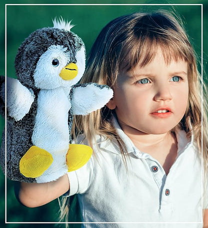 DolliBu Penguin Plush Hand Puppet for Kids - Soft Stuffed