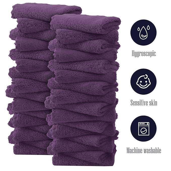 32 Pack Baby Washcloths - Luxury Coral Fleece 10x10 Inch
