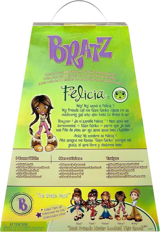 Bratz Original Fashion Doll Felicia Series 3 with 2 Outfits and Poster, Collectors Ages 6 7 8 9 10+