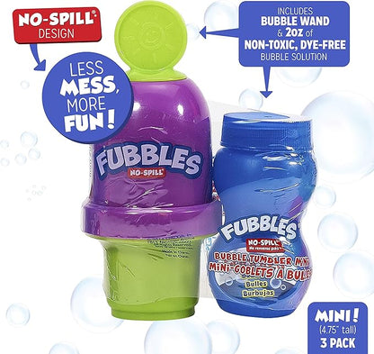 Fubbles No Spill Bubble Tumbler Minis Party Favor 12 pack | Bubble toy for babies toddlers and kids 2oz bubble