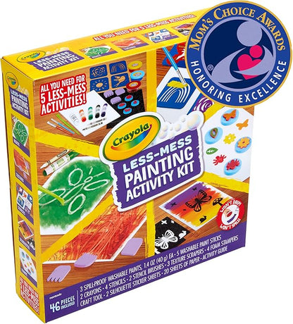 Crayola Less Mess Painting Activity Kit (46pcs), Kids Art Set, Washable Kids Paints, Gifts for Kids, Ages 4+