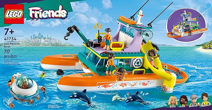 LEGO Friends Sea Rescue Boat 41734 Building Toy Set for Boys & Girls Ages 7+ Who Love The Sea, Includes 4 Mini-Dolls, a Submarine, Baby Dolphin and Toy Accessories for Ocean Life Role Play