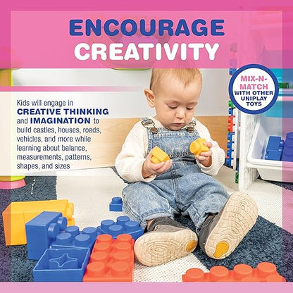 UNiPLAY Plump Soft Building Blocks - 60-Piece Jumbo Stacking Multicolor Set for Early Cognitive Development and Creative Play 3 Months+