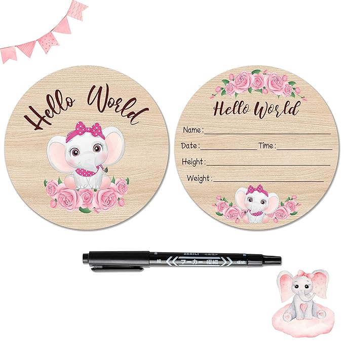 R HORSE Baby Birth Announcement Sign with Maker Pen Hello