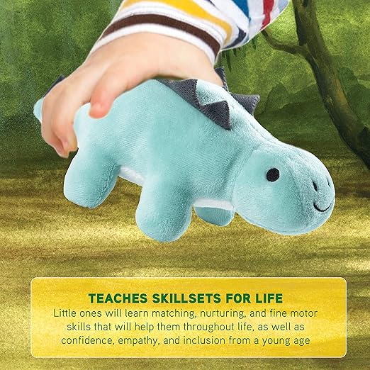 Cre8tive Minds Basket of Baby Dinosaurs, Plush Dolls 7-Piece Toddler 3 Dinos, 3 Eggs, (MTC-1017)