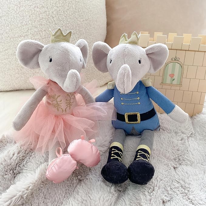 MON AMI Princess Evelyn The Elephant Plush Stuffed Doll – 12”, Cute Elephant in Tulle Dress