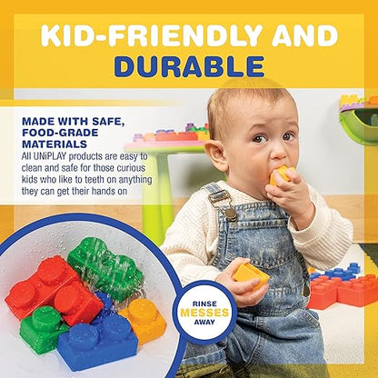 UNiPLAY Indoor/Outdoor Toddler Activity Table Set with 25 Piece Building Blocks, Kids Play Table for Building Blocks Toy