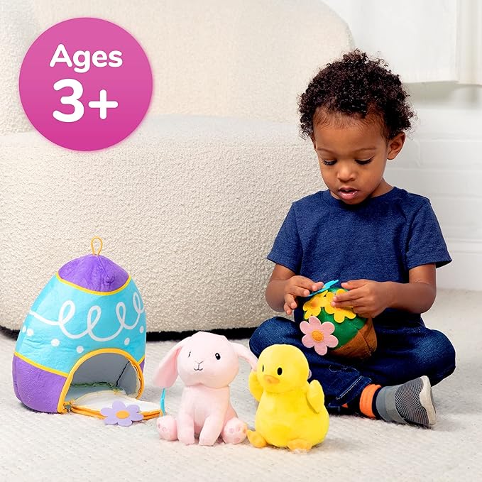 PREXTEX Easter Egg Stuffed Animals Plushie with Toy Accessories - Zip Up Small Toys with Storage | Kids Stuffed Animal Dolls, Baby Gift Bag 3-5+
