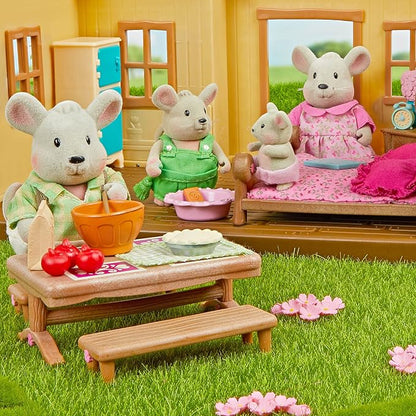 Lil Woodzeez Li'l Woodzeez Bedroom & Dining Playset with 2 Characters – Dollhouse Furniture Set 3 Years