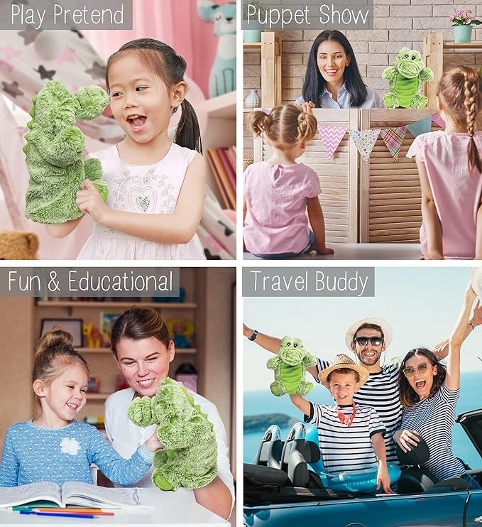 DolliBu Alligator Plush Hand Puppet For Kids - Soft Plush