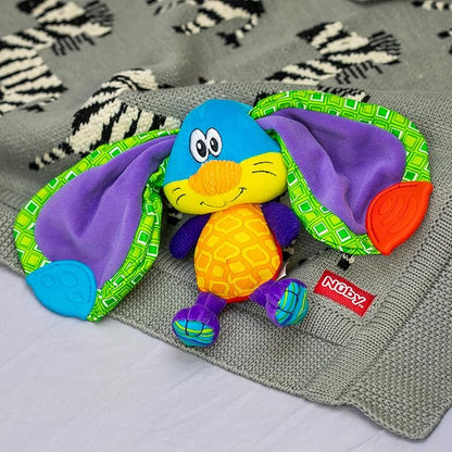 Nuby Teether Tugz Plush Silicone Teething Toy - Baby Teething Toy 3+ Months