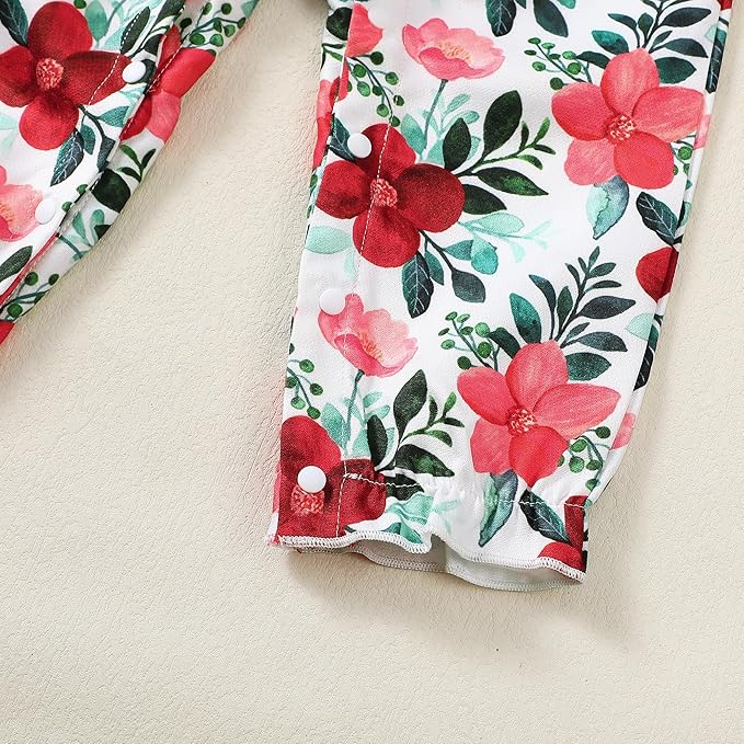 Newborn Baby Girls One Piece Romper Jumpsuit Cute Floral Print