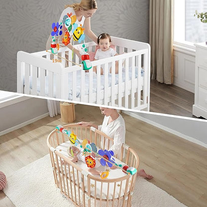 Adjustable Arch Bassinet Toys for Infant & Toddlers, Stroller Arch, Baby Crib Toys with Fascinating Toys for Stimulating Baby’s Senses and Developing Motor Skills