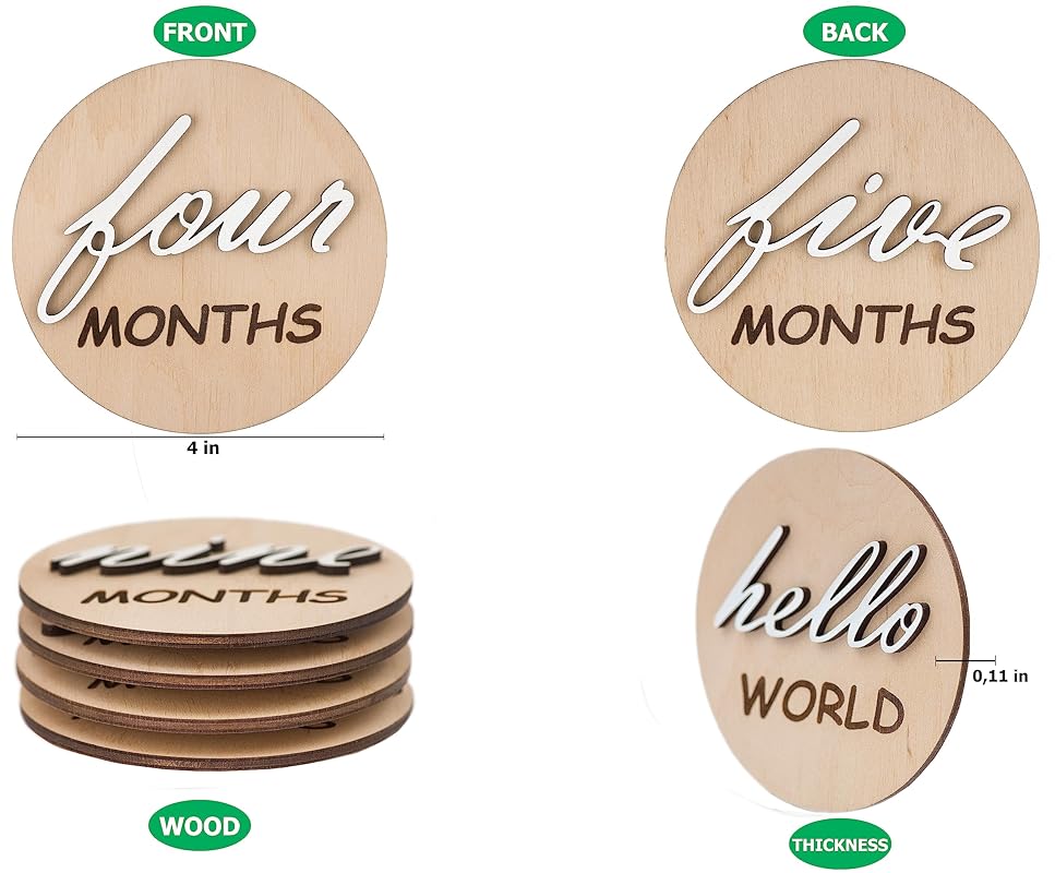 3D Wooden Monthly Milestone Cards, For Baby Photos