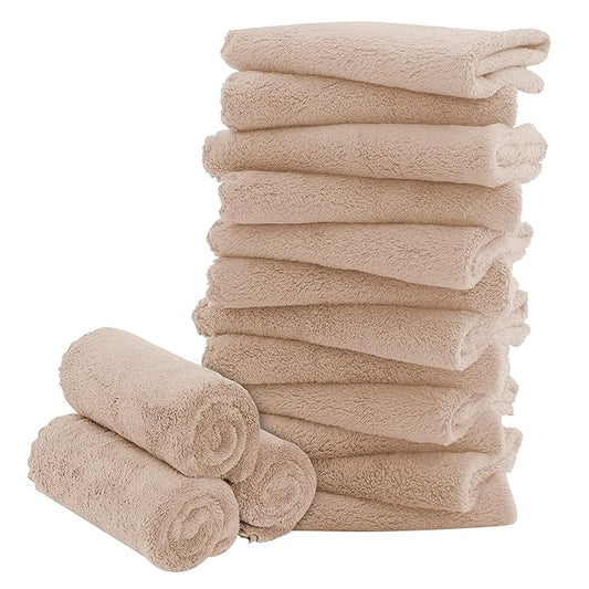 16 Pack Baby Washcloths - 10x10 Inch, Coral Fleece