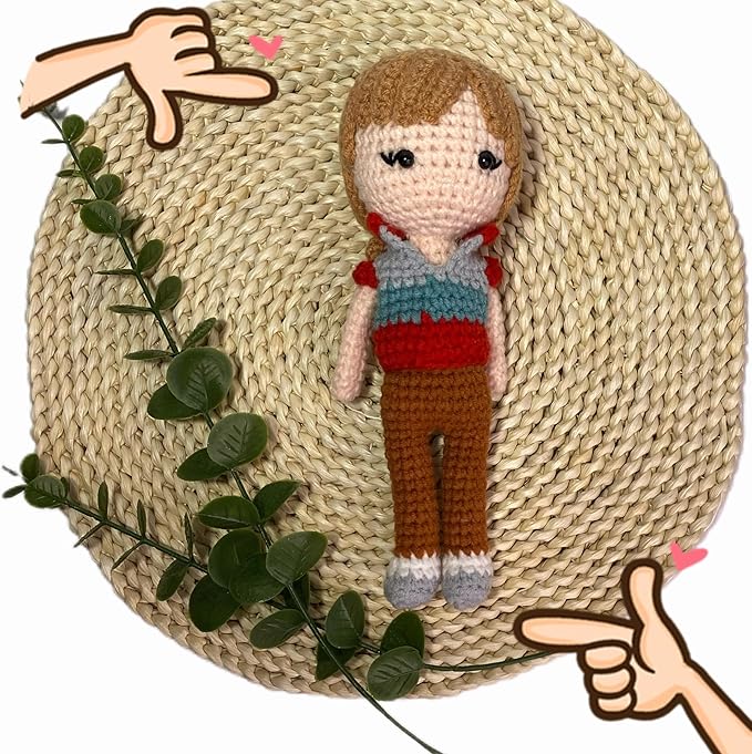 Music Lover Girls Style Handmade Crochet Knitted Doll, Cute Plush Toy for Music Lovers Fan Girls,8in