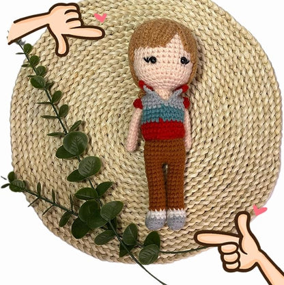 Music Lover Girls Style Handmade Crochet Knitted Doll, Cute Plush Toy for Music Lovers Fan Girls,8in