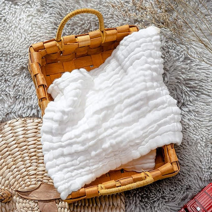 MUKIN Baby Washcloths - Natural Cotton Baby Wipes 10 Pack 12x12 inches