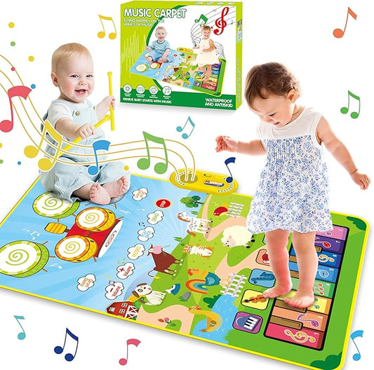 1 Year Old Boy Toys, 3 in 1 Musical Toys for Toddlers 1-3 Piano Keyboard 2 Drum 12-18 Months 1 2 3 Year