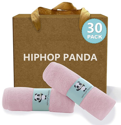 HIPHOP PANDA Baby Washcloths, Rayon Made from Bamboo - 2 Layer Ultra Soft Absorbent Newborn Bath Face Towel 30 Pack