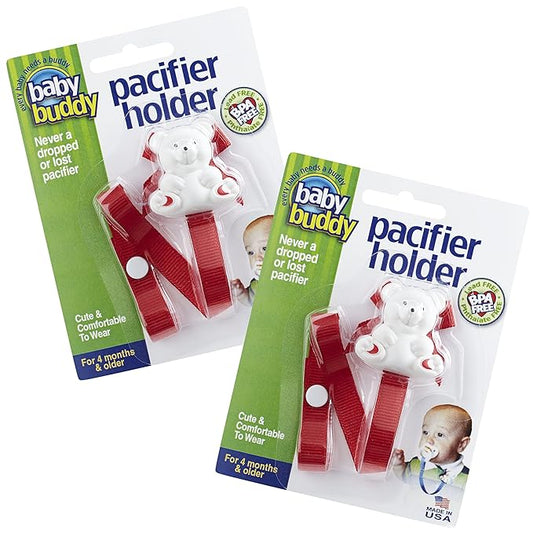 Baby Buddy Pacifier Clip Holder, Newborn Essential with Universal Fit for all Binky and Teether Brands 4+ Months, 2 Pack