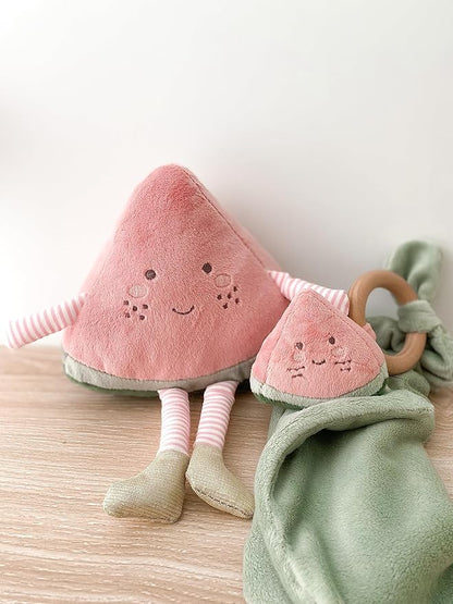 MON AMI Premium Water-Melonie Soft Stuffed Plush Toy 10”, Whimsical Adorable Face - Handcrafted Squishable Fruit Doll