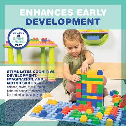 UNiPLAY Platform Soft Building Blocks — Educational Sensory Stacking Blocks, 11 x 11 Inch 3 Months (124-Piece Set)