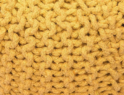 The Home Talk Poufs Boho Rustic Décor Ottoman 100% Cotton Foot Stool for Couch, Armchair, Bean Bag - Hand Knitted Braid Cord for Living Room, Bedroom, Floor Cushion, 18"x18"x14" - Yellow