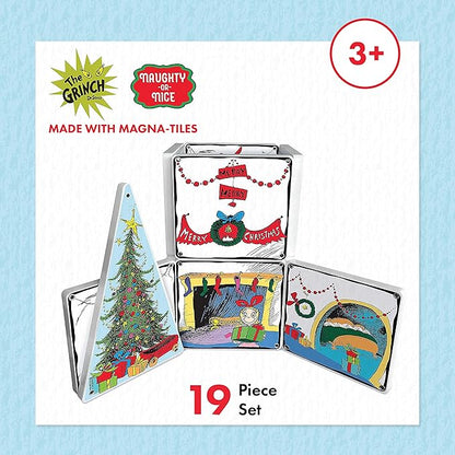 CreateOn Magna-Tiles Limited Edition Grinch Magnetic Building Toys from Dr. Seuss’ “How The Grinch Stole Christmas” Book, Educational Toys for Ages 3+ 19 Pieces