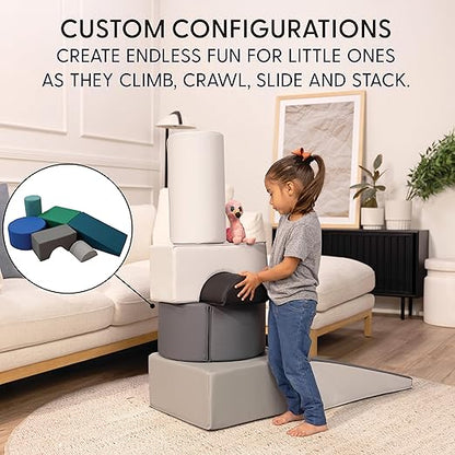 FDP Rustic Kid Playtime and Climb Soft Foam Playset for Infants, Toddlers 10m-2yrs; Climber and Block Play (6-Piece) - 12364-DA