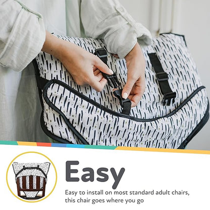 Nuby On The Go Toddler Portable Travel Chair for Babies and Toddlers - 5 Point Safety Adjustable Straps - 6+ Months - Folds into a Storage Bag, Brush Strokes