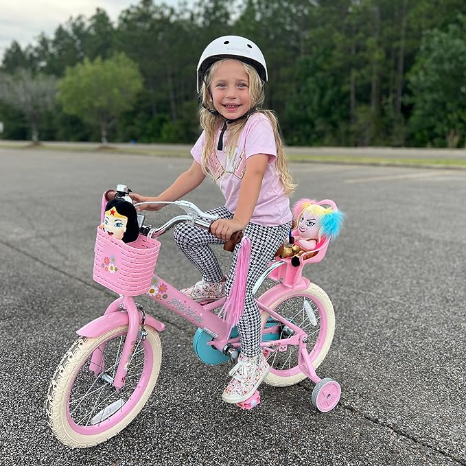 JOYSTAR Little Daisy Kids Bike for Girls Boys Ages 2-7 Years, 12 14 16 Inch Girls Bikes with Doll Bike Seat & Streamers